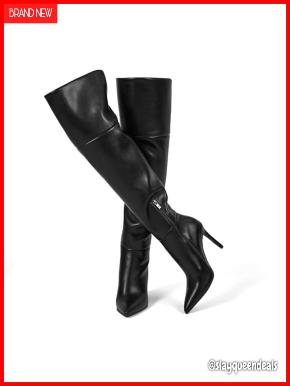 Faux Leather Over the Knee Stiletto Boots Pointed Toe